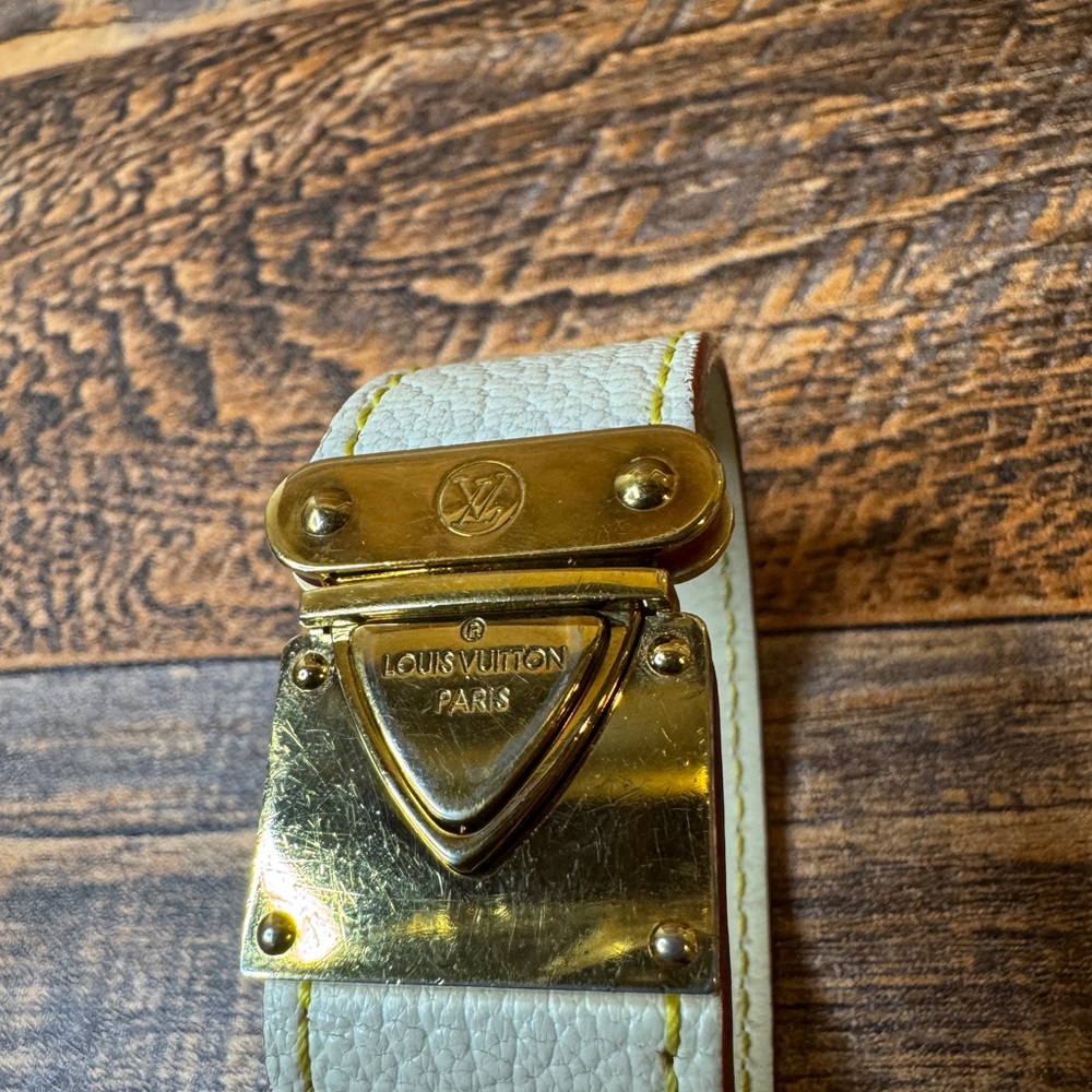 Auth Louis Vuitton Koala Lock Cream And Red Bracelet Small SN0068 Gold Hardware - Picture 4 of 15